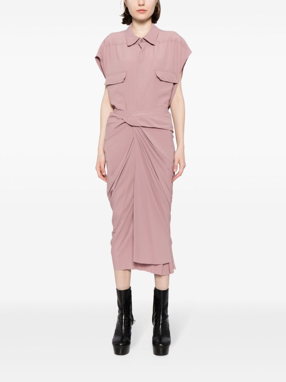 Shop Rick Owens Wrap Silk-blend Skirt In Pink