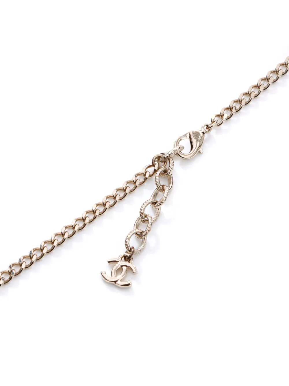 Pre-owned Chanel 2021 Rhinestone-embellished Oval Pendant Necklace In Silver