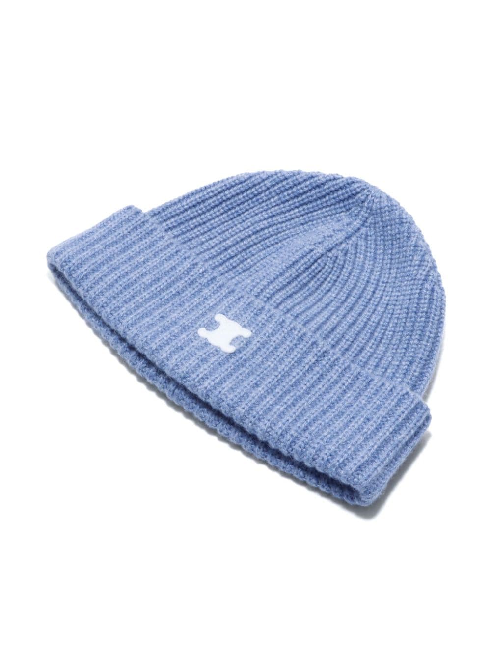 Pre-owned Celine Triomphe Cashmere Beanie In Blue