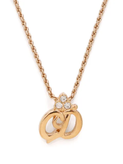 Christian Dior Pre-Owned rhinestone-embellished CD pendant necklace