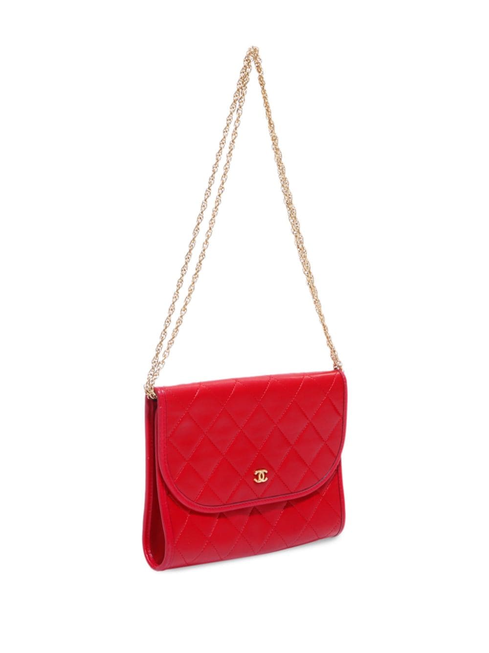Pre-owned Chanel Cc 菱纹绗缝单肩包（1990年代典藏款） In Red