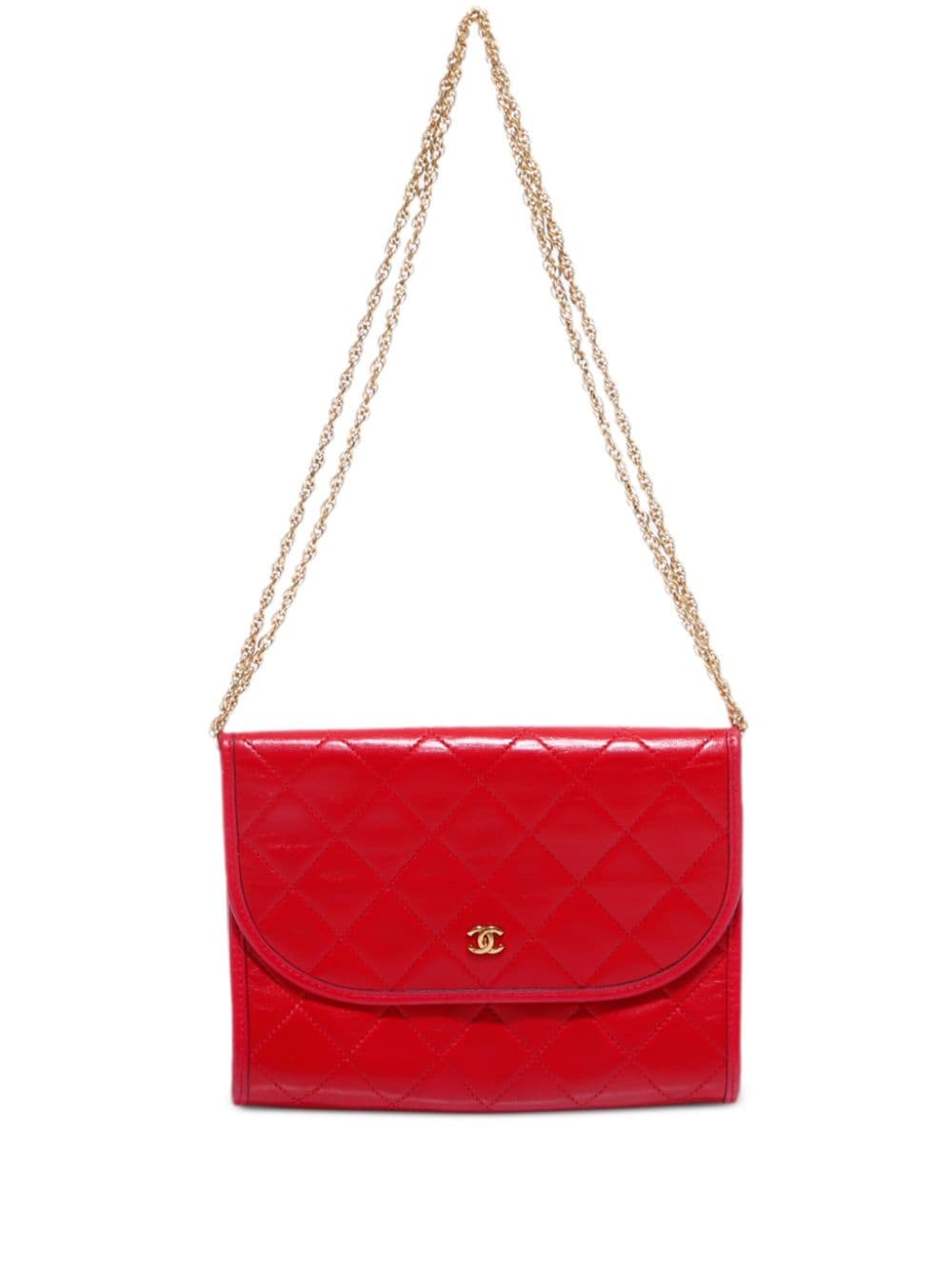 Pre-owned Chanel 1990s Cc Diamond-quilted Shoulder Bag In Red