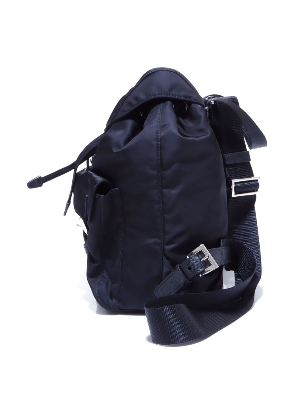Pre-owned Prada Enamel Triangle Logo Lightweight Backpack In Black