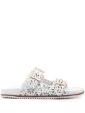 TWINSET laser-cut leather sandals - White