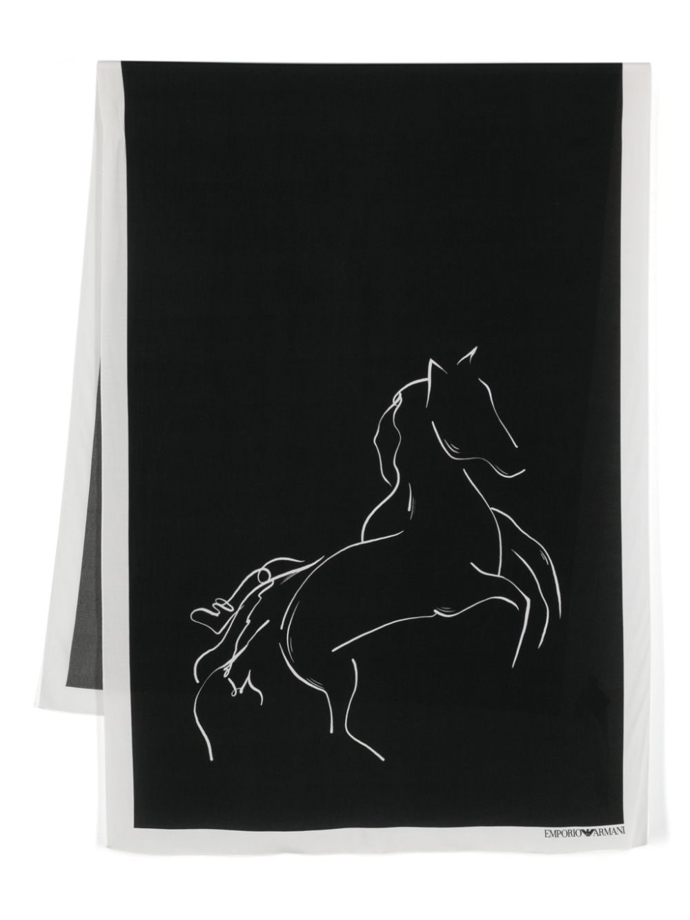 Emporio Armani Horse-print Scarf In Black