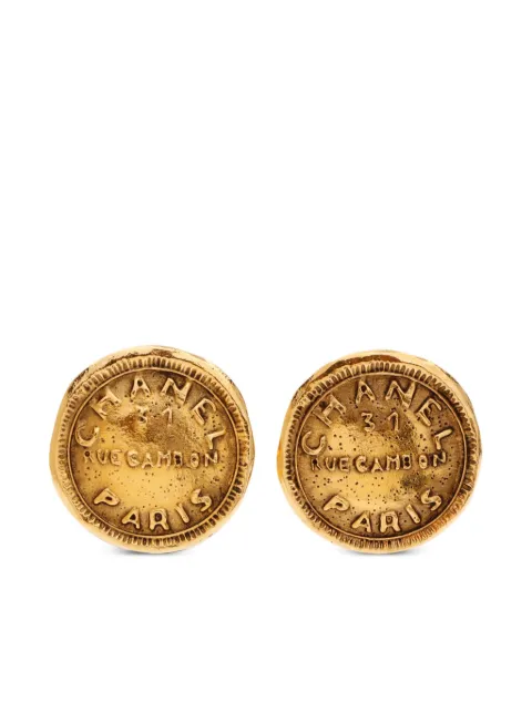 CHANEL Pre-Owned 1990s logo-embossed button clip-on earrings