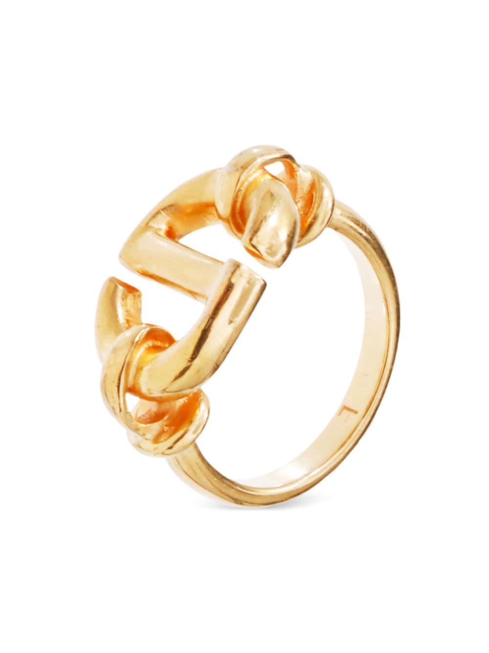 Pre-owned Dior Cd-logo Knot Detailing Ring In Gold