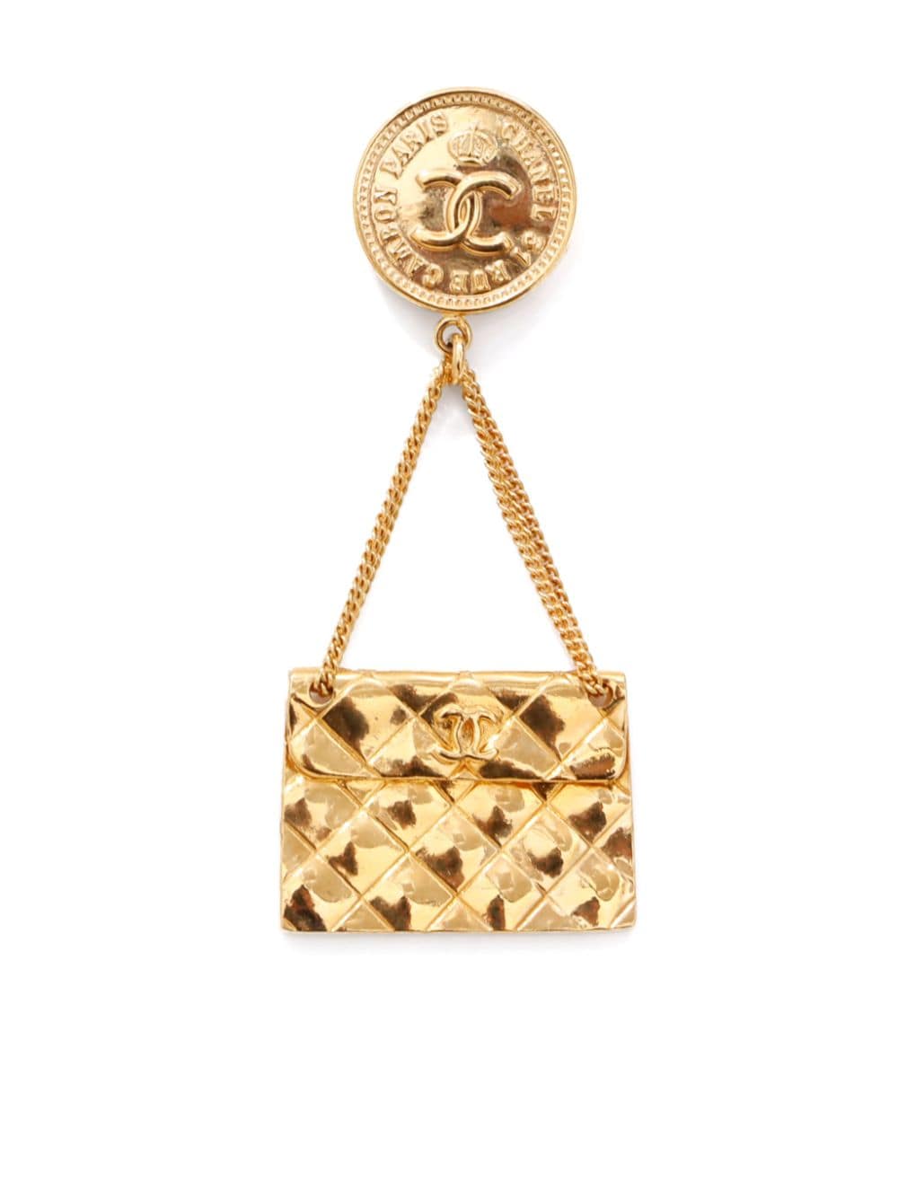 Pre-owned Chanel 1994 Classic Flap Brooch In Gold