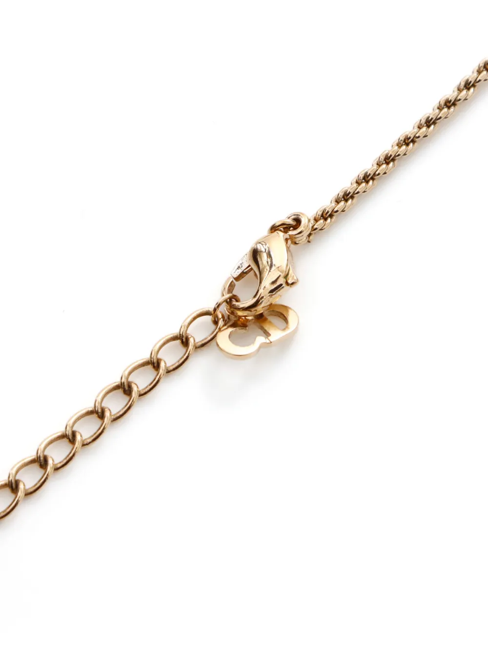 Pre-owned Dior Rhinestone-embellished Pendant Necklace In Gold