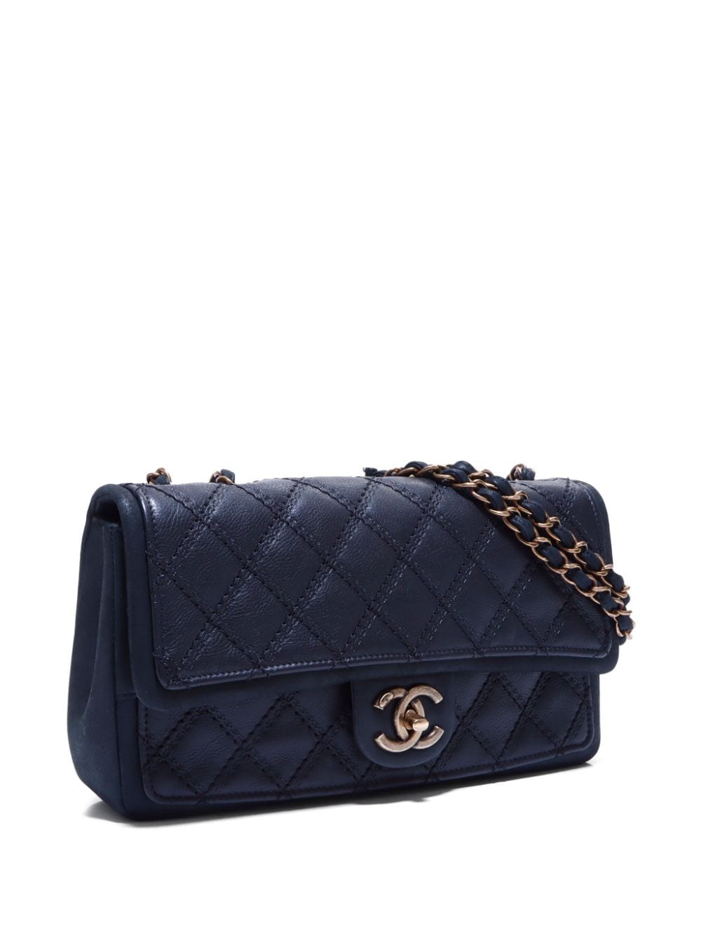 Pre-owned Chanel Cc 旋扣菱纹绗缝单肩包（2014-2015年典藏款） In Black