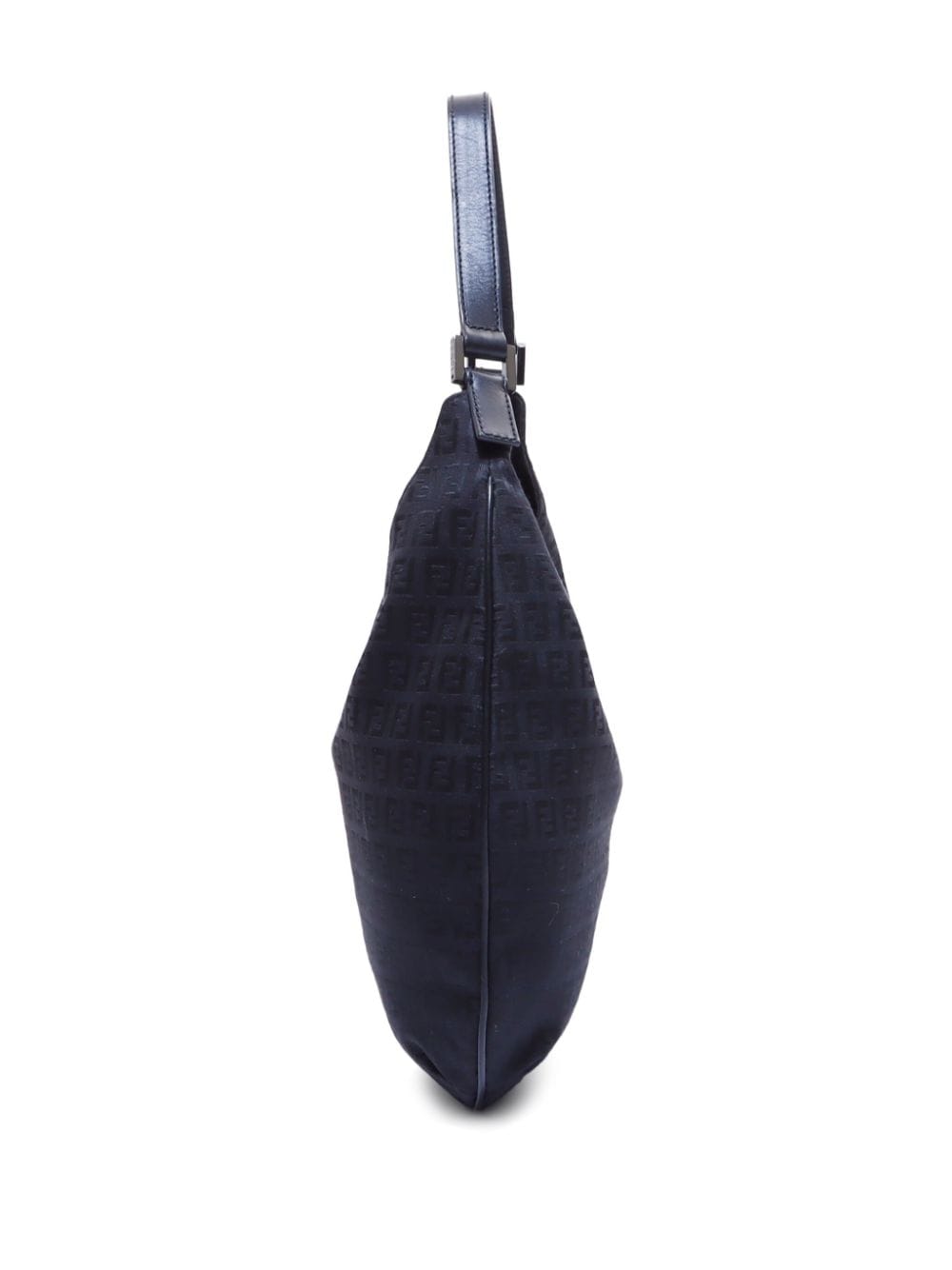Pre-owned Fendi Zucchino-jacquard Canvas Shoulder Bag In Black