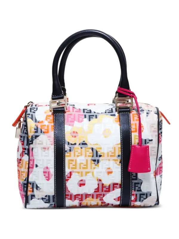 Fendi Pre-Owned Mini Zucchino Boston Handbag White FARFETCH