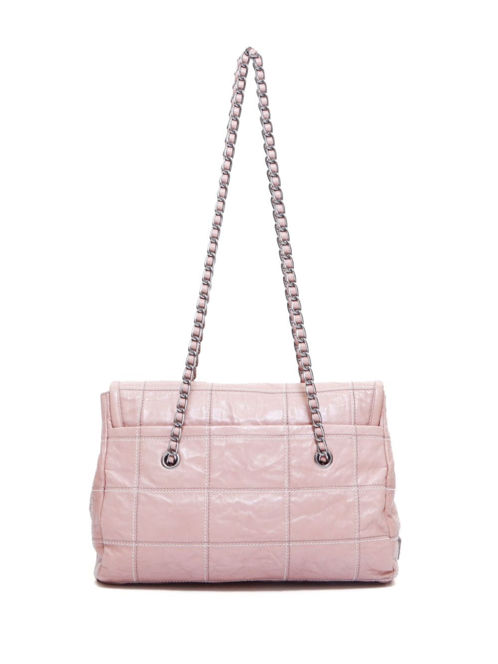 Pre-owned Prada Triangle Logo Quilted Shoulder Bag In Pink