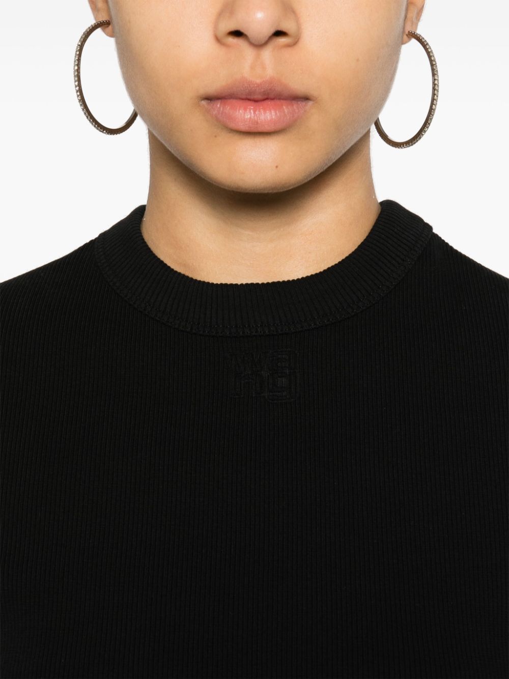 Shop Alexander Wang Logo-embossed Cropped Top In Black