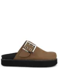 GANNI buckle-strap suede mules - Brown