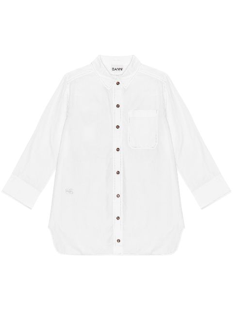 GANNI spread-collar organic-cotton shirt Women