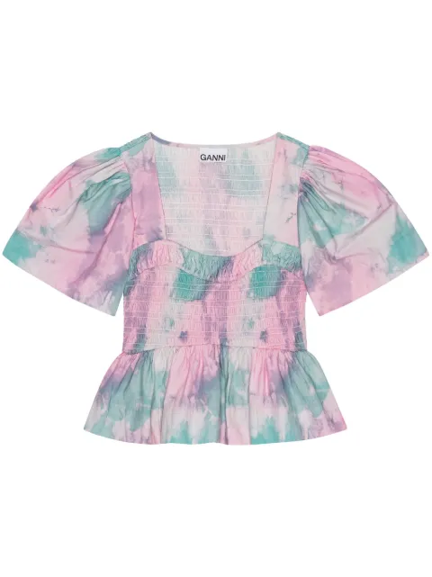 GANNI tie-dye organic cotton blouse