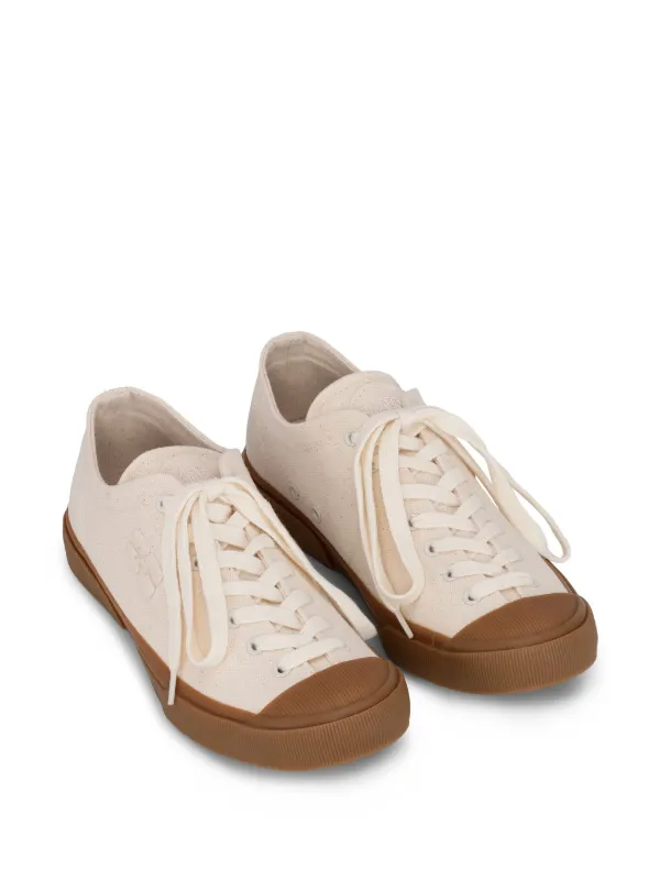【GANNI】COTTON SNEAKERS GANNI logo-embroidered Organic Cotton Sneakers | Neutrals