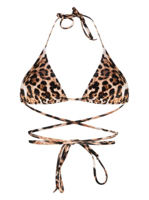 VETEMENTS leopard-print velour bikini top