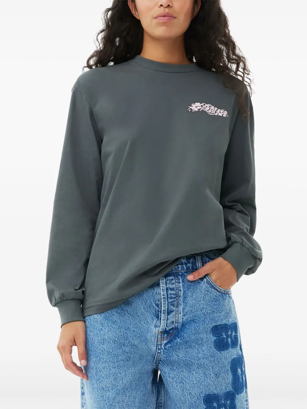 GANNI Loveclub sweater met print Grijs