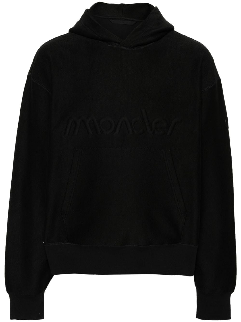 Moncler Logo压纹毛巾布连帽衫 In Black