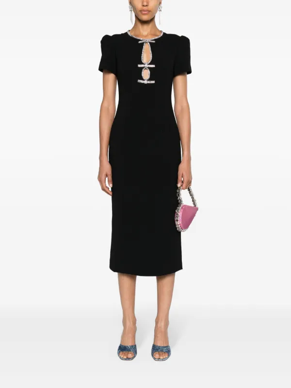 Self-Portrait rhinestone-embellished Midi Dress | Black