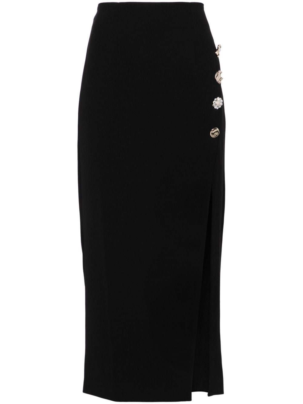 Image 1 of Self-Portrait button-embellished midi pencil skirt