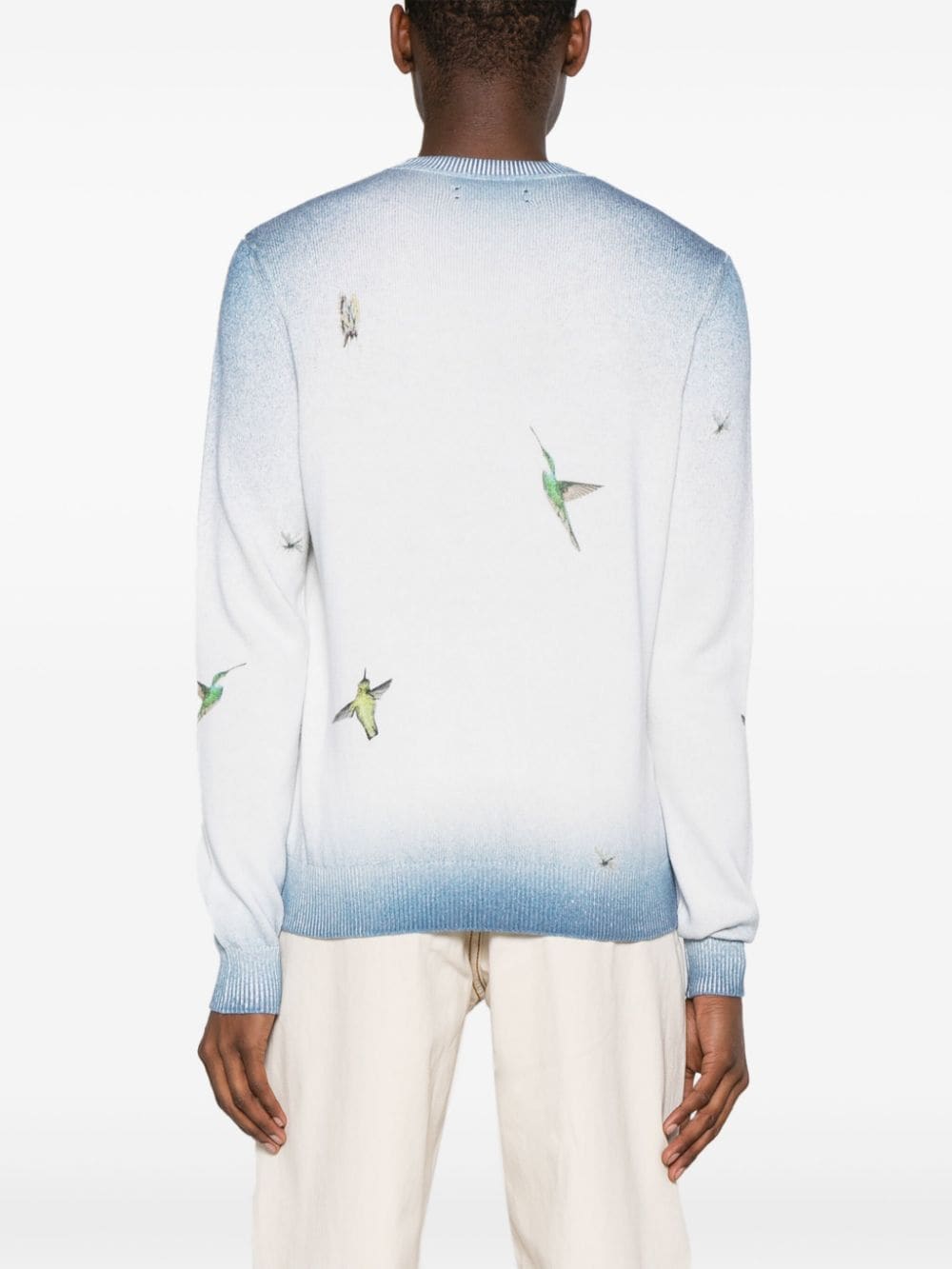 Shop Amiri Hummingbird Motif-embroidered Jumper In White