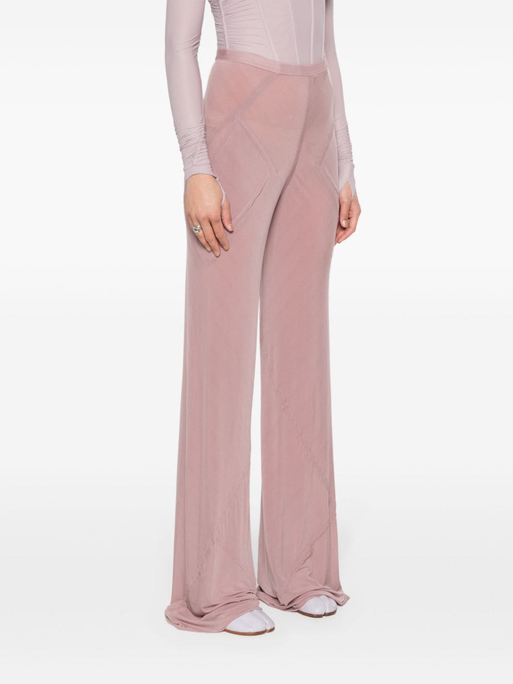 Shop Rick Owens Seam-detailed Flared Trousers In Pink