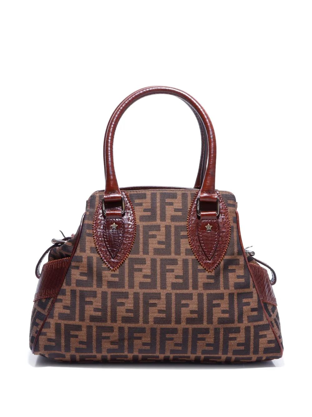 Pre-owned Fendi Zucca-jacquard Canvas Handbag In Brown