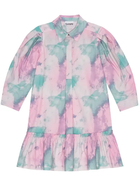 GANNI abstract-print organic cotton shirtdress