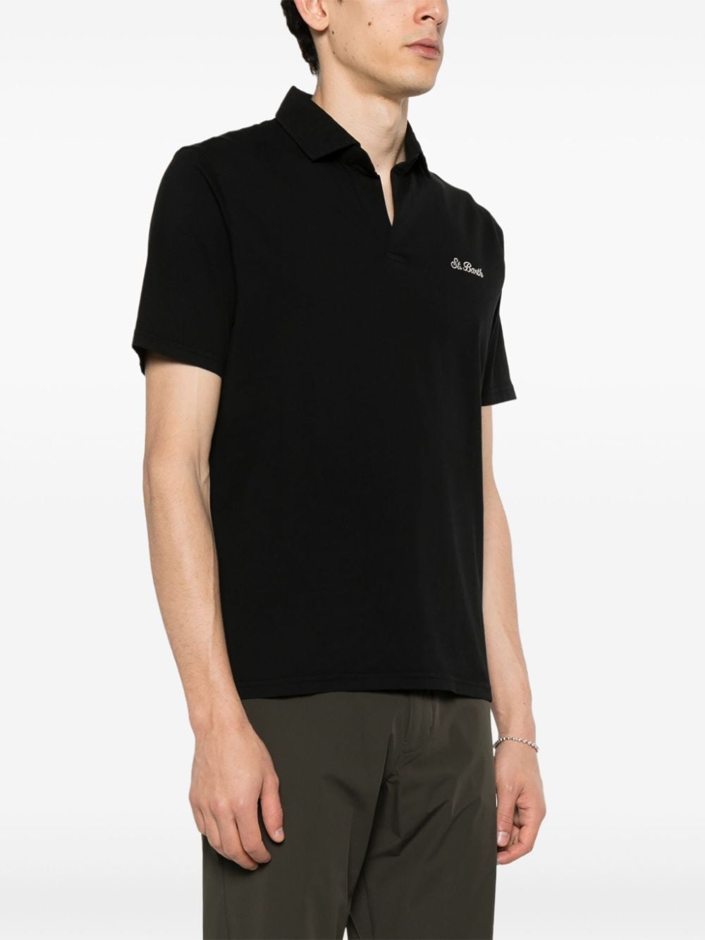 Shop Mc2 Saint Barth Brighton Cotton Polo Shirt In Black