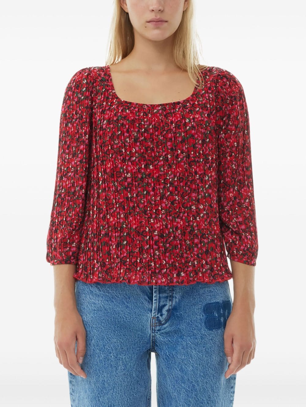 GANNI Geplooide blouse Rood