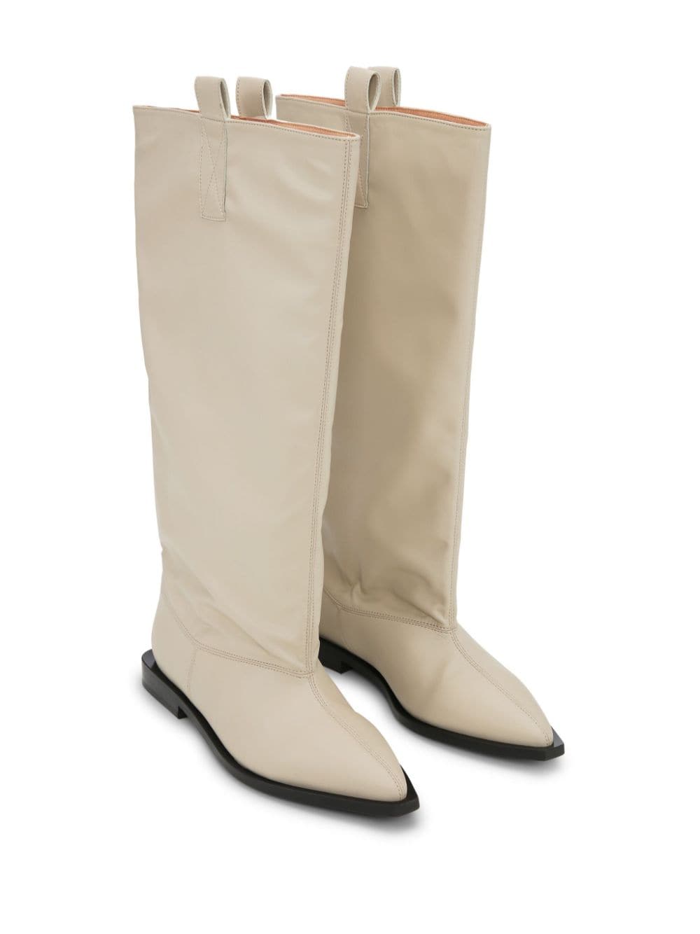 Shop Ganni Slouchy Knee-high Boots In Neutrals
