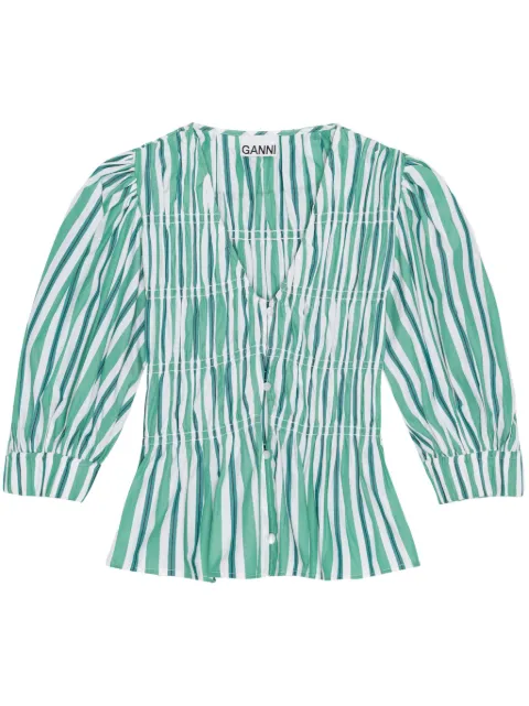 GANNI blouse en coton biologique à rayures