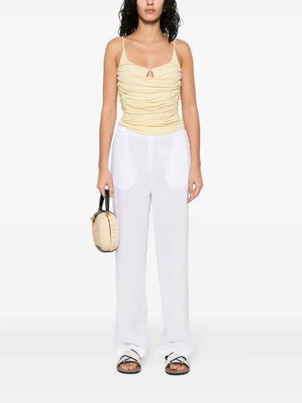 Fabiana Filippi Chambray pipe-trim Tapered Trousers | White
