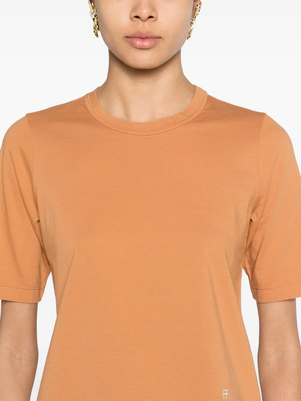 Shop Forte Forte Logo-embroidered Organic Cotton T-shirt In Orange