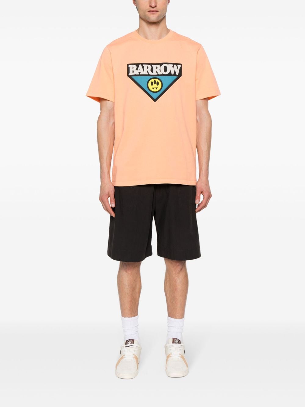 BARROW Katoenen T-shirt met logoprint - Oranje