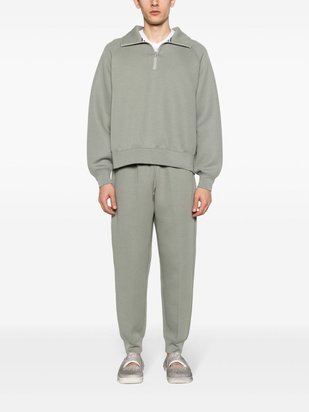 Shop Nike Half-zip Jersey Sweatshirt In Grey