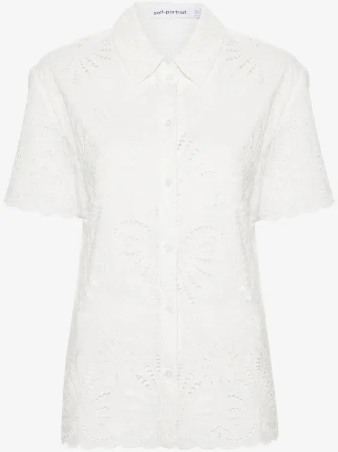Self-Portrait camisa con bordado inglés