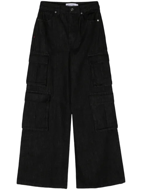 Self-Portrait mid-rise wide-leg cargo jeans