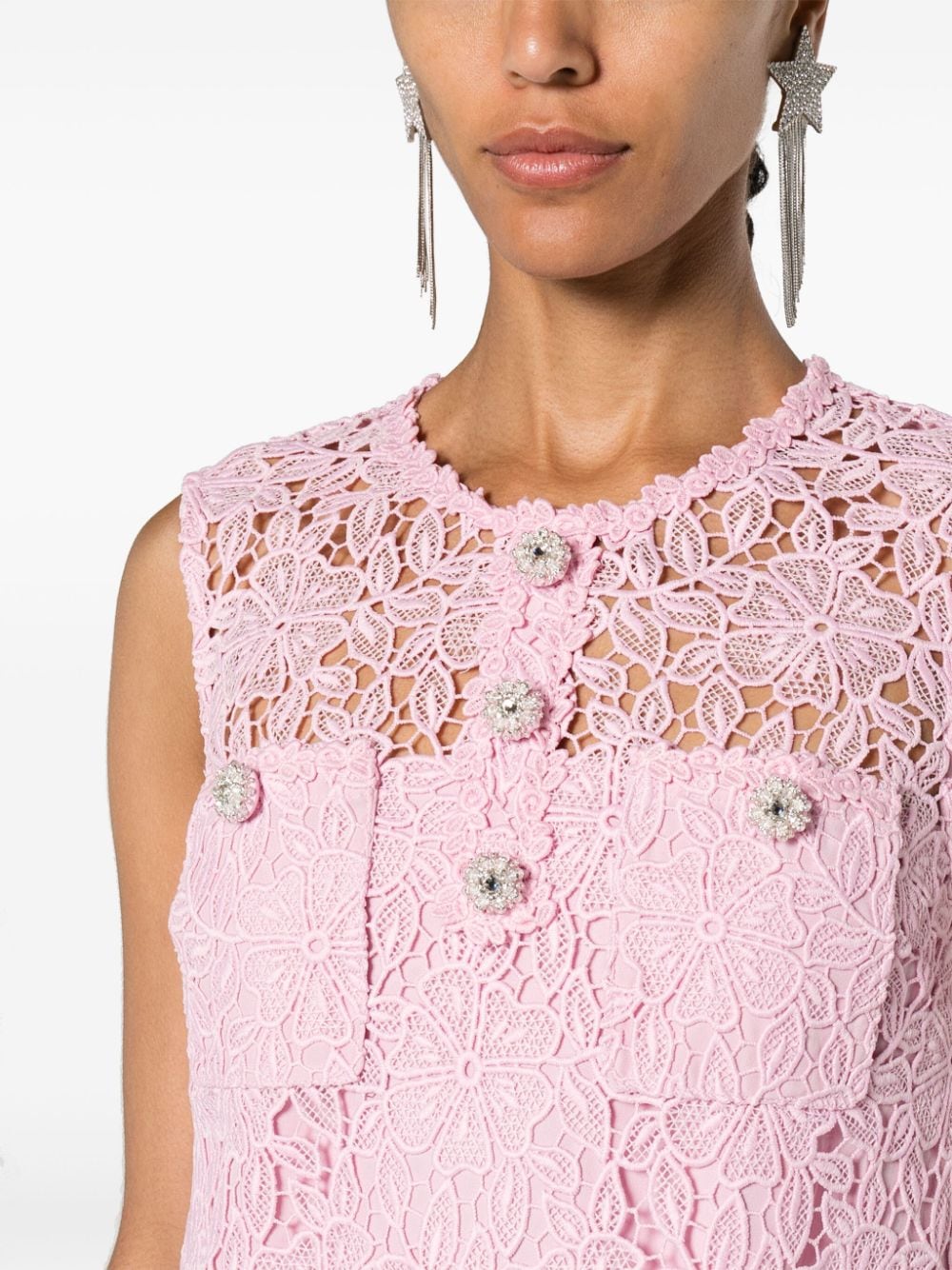 Shop Self-portrait A-line Lace Minidress In Pink