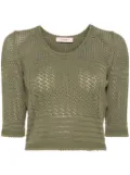 TWINSET round-neck crochet-knit top - Green