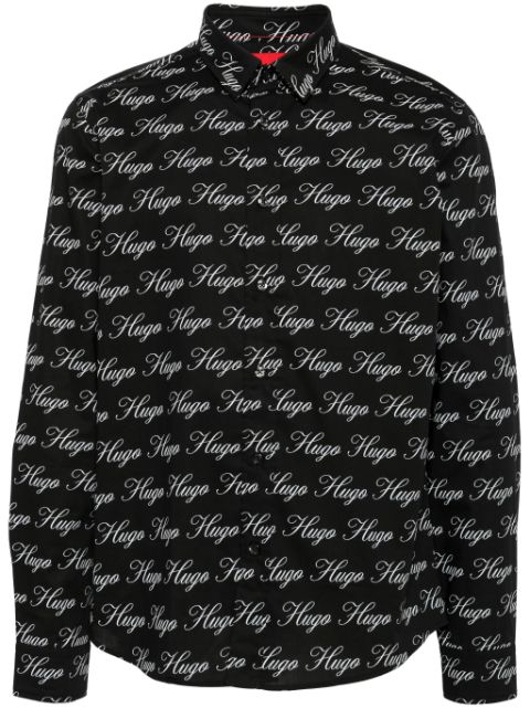 HUGO logo-print cotton shirt