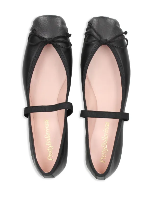 Pretty Ballerinas Kristen Leather Ballerina Shoes | Black
