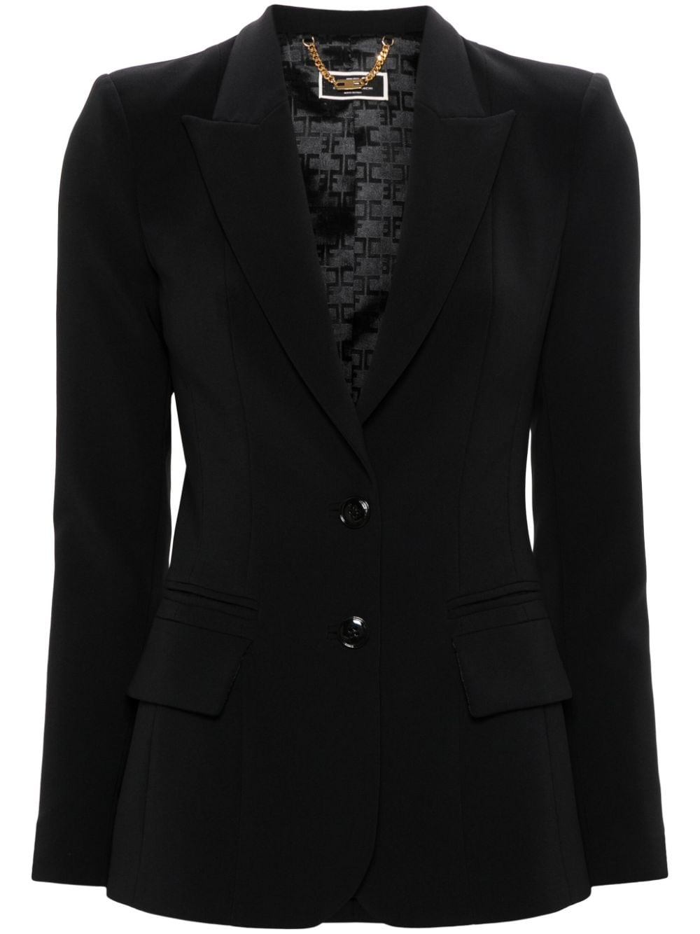 Elisabetta Franchi 尖翻领单排扣西装夹克 In Black