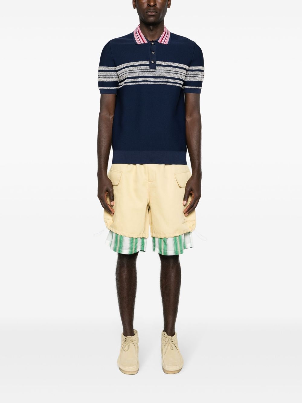 Shop Wales Bonner Layered Twill Cargo Shorts In Yellow