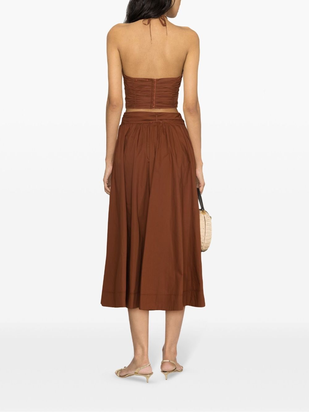 Shop Forte Forte Gathered Wrap Midi Skirt In Brown