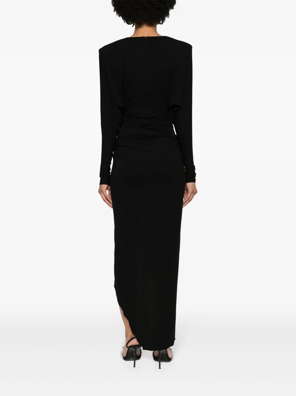 Shop Alexandre Vauthier V-neck Crepe Maxi Dress In Black