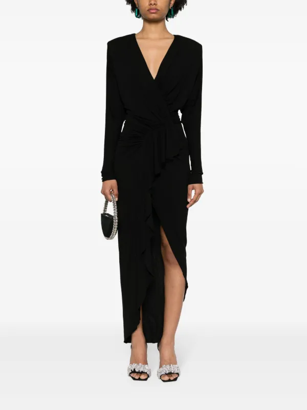 Alexandre Vauthier V-neck Crepe Maxi Dress | Black | FARFETCH JO Alexandre Vauthier V-neck Crepe Maxi Dress | Black | FARFETCH JO